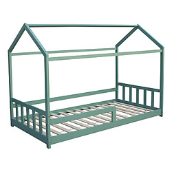 But Lit cabane 90x190 cm HUTTY vert avec sommier inclus