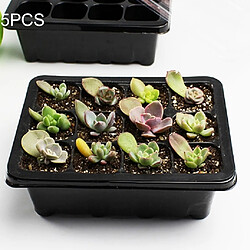 Wewoo Pour Jardinage Bonsai Mini Serre noir Pépinière Plaque 5 PCS semis Plateau Sprout 12 Trous Nursery Pots Couvercles Boîte 