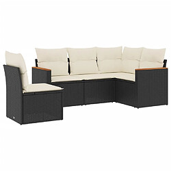 Maison Chic Ensemble de 5 Tables et chaises d'extérieur avec coussins,Salon de jardin noir résine tressée -GKD650371