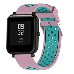 Wewoo Bracelet pour montre connectée Dragonne sport en silicone bicolore Xiaomi Huami Amazfit version Bip Lite version 20 mm vert menthe + rose pâle 