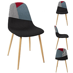 Acheter Toilinux Lot de 4 Chaises patchwork First - Noir et rouge