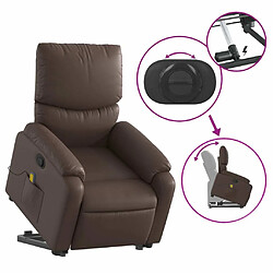 vidaXL Fauteuil inclinable de massage Marron Similicuir pas cher