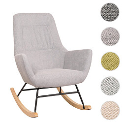 Mendler Fauteuil à bascule HWC-N13, Fauteuil relax à bascule Fauteuil TV, bois massif métal tissu/textile 320g/m² ~ gris clair