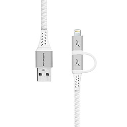 Câble 2 en 1 Lightning / USB-C Charge Synchronisation Compact 10cm Akashi Blanc