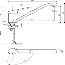 Ideal Standard ceraflex bc129aa Mitigeur monocommande à poser sur évier