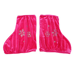 2pcs protège-bottes de patin à glace pour le patinage artistique velours rose rouge-s