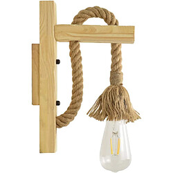 BESTA Applique murale design rétro, corde de chanvre en bois, lampes de chevet pour hôtel de couloir, luminaires muraux intérieurs, ampoule E27 Edison à lumière chaude incluse 