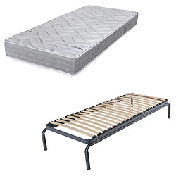 Ebac Lit gigogne + matelas Maryland - 90x190 - Mousse - 20 lattes bois - Gain de place 