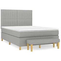 vidaXL Sommier à lattes de lit avec matelas Gris clair 140x190cm Tissu