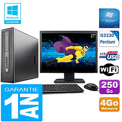 PC HP EliteDesk 800 G1 SFF Intel G3220 4 Go Disque 250 Go Wifi W7 Ecran 27" · Occasion 