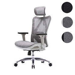 Mendler SIHOO chaise de bureau ergonomique charge max. 150kg ~ revêtement gris, piétement blanc