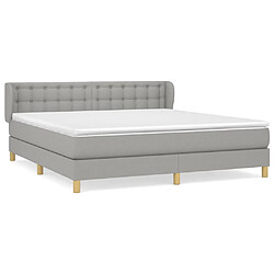 vidaXL Sommier à lattes de lit avec matelas Gris clair 180x200cm Tissu