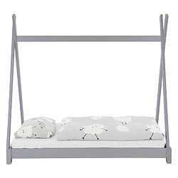 ML-Design Lit d'enfant Tipi avec matelas cadre de lit en bois massif de pin gris 70x140 cm