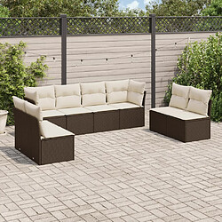 vidaXL Salon de jardin 8 pcs avec coussins marron résine tressée 