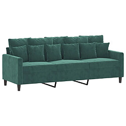 Maison Chic Canapé à 3 places,Canapé droit,Sofa de Salon,Banquette Vert foncé 180 cm Velours -GKD983379