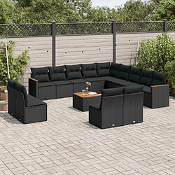 Maison Chic Salon de jardin avec coussins 14 pcs, Ensemble Tables et chaises de jardin, noir résine tressée -GKD474017