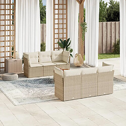 vidaXL Salon de jardin avec coussins 7 pcs beige résine tressée 