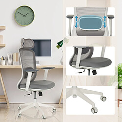 Chaise de bureau / chaise pivotante MIKEO G assise tissu / dossier maille gris hjh OFFICE pas cher