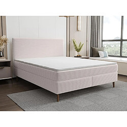 Vente-Unique Ensemble complet boxspring tête de lit + sommier + matelas + surmatelas - 180 x 200 cm - Velours côtelé - Beige - NARA de YSMÉE 