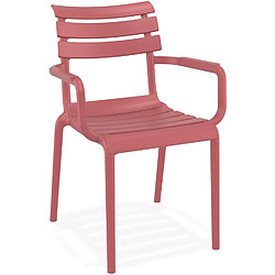 Alterego Chaise de jardin avec accoudoirs 'FLORA' rouge en matière plastique