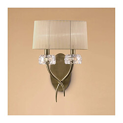 Luminaire Center Applique murale Loewe avec interrupteur 2 Ampoules E14, laiton antique avec Abat jour bronze Coloris : laiton antique Coloris de l'abat jour : bronze Largeur en Cm : 31 Hauteur en Cm : 46 Profondeur en Cm : 19 Poids en Kilos : 2,4 Type d'ampoule : E1