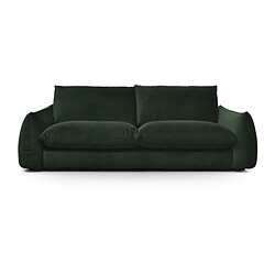 Canape fixe 3 places TYFA - Velours vert bouteille - L 231 x P 102 x H 78 cm - HEXAGONE