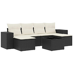 Maison Chic Salon de jardin 7 pcs avec coussins | Ensemble de Table et chaises | Mobilier d'Extérieur noir résine tressée -GKD81026