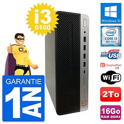 PC HP ProDesk 600 G3 SFF Intel i3-6100 RAM 16Go Disque Dur 2To Windows 10 Wifi · Occasion 