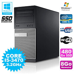 PC Tour Dell Optiplex 7010 Core I5-3470 3.2Ghz 8Go 480Go SSD DVD WIFI Win 7 · Occasion 