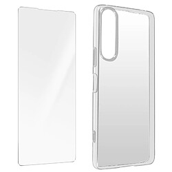 Avizar Coque pour Sony Xperia 5 IV Silicone Gel et Film Verre Trempé 9H transparent