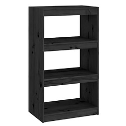 vidaXL Bibliothèque/Séparateur de pièce Noir 60x30x103,5 cm Pin massif