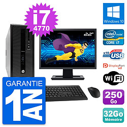 PC Tour HP 800 G1 Ecran 22" Intel i7-4770 RAM 32Go Disque 250Go Windows 10 Wifi · Occasion 