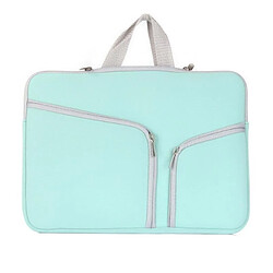 Wewoo Sacoche pour ordinateur portable bleu Macbook Pro 15 pouces Double poche Zip sac à main à