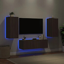 Acheter Maison Chic Lot de 3 Meuble TV muraux, Banc TV avec lumières LED pour salon, Meuble de rangement chêne marron -GKD99062