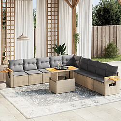 vidaXL Salon de jardin 11 pcs avec coussins beige résine tressée 