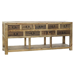 Pegane Buffet meuble de rangement en bois de pin coloris marron vieilli - Longueur 190 x Hauteur 80 x Profondeur 45 cm 