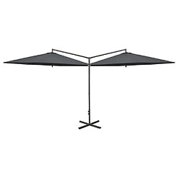 vidaXL Parasol de jardin double avec mât en acier anthracite 600 cm