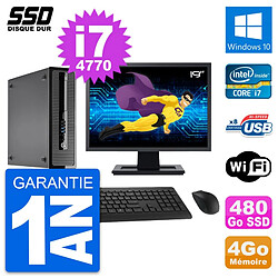 PC HP ProDesk 400 G1 SFF Ecran 19" i7-4770 RAM 4Go SSD 480Go Windows 10 Wifi · Occasion 