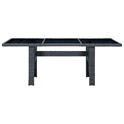 vidaXL Table de jardin Gris foncé Résine tressée et verre trempé