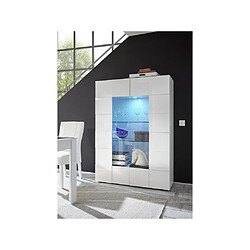 Vente-Unique Vitrine CALISTO - LEDs - 2 portes - Blanc laqué