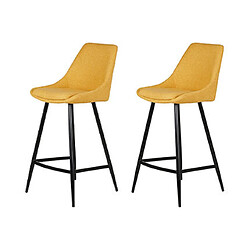 Mes Lot de 2 chaises de bar H67 cm en tissu moutarde - ORMOY