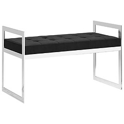 Helloshop26 Banc banquette 97 cm noir velours et acier inoxydable 02_0010755