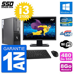 PC Fujitsu E500 E85+ DT Ecran 19" i3-2100 RAM 8Go SSD 480Go Windows 10 Wifi · Occasion 