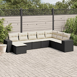 vidaXL Salon de jardin 8 pcs avec coussins noir résine tressée