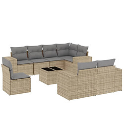 Maison Chic Salon de jardin avec coussins 9 pcs | Ensemble de Table et chaises | Mobilier d'Extérieur beige résine tressée -GKD14014