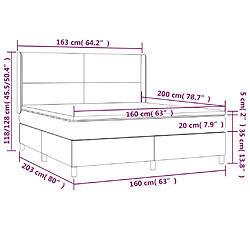 vidaXL Sommier à lattes de lit et matelas Gris foncé 160x200cm Velours pas cher