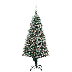 vidaXL Arbre de Noël artificiel pré-éclairé/boules pommes de pin 210cm 