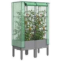 vidaXL Jardinière surélevée avec housse aspect rotin 80x40x140 cm