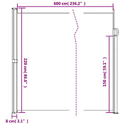 vidaXL Auvent latéral rétractable bleu 220x600 cm pas cher