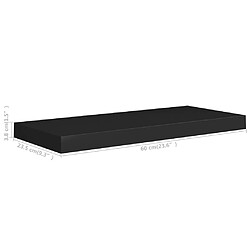 vidaXL Étagères murales flottantes 2 pcs noir 60x23,5x3,8 cm MDF pas cher